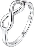 Suplight 925 Sterling Silver Ring Simple Infinity Knot Wedding Band Rings Love Knot Promise Ring for Women Size 4-12(with Gift Box)