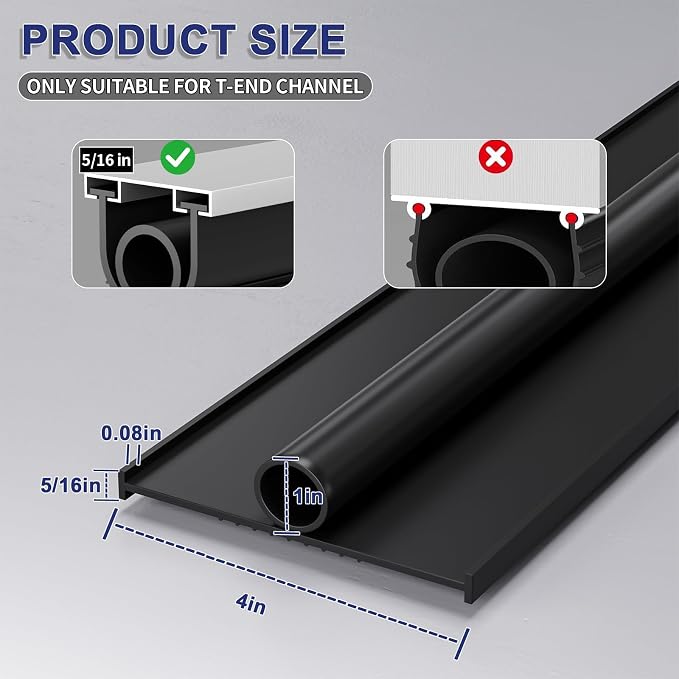 Garage Door Bottom Seal, 5/16" T-End, 20 ft | Fits 5/16" T-end tracks only; 4" - Image 2
