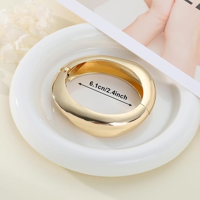 Chunky Gold Bangles Bracelets for Women Gold Cuff Bracelet Set Waterproof Non Tarnish Stack Bracelet for Women Gifts