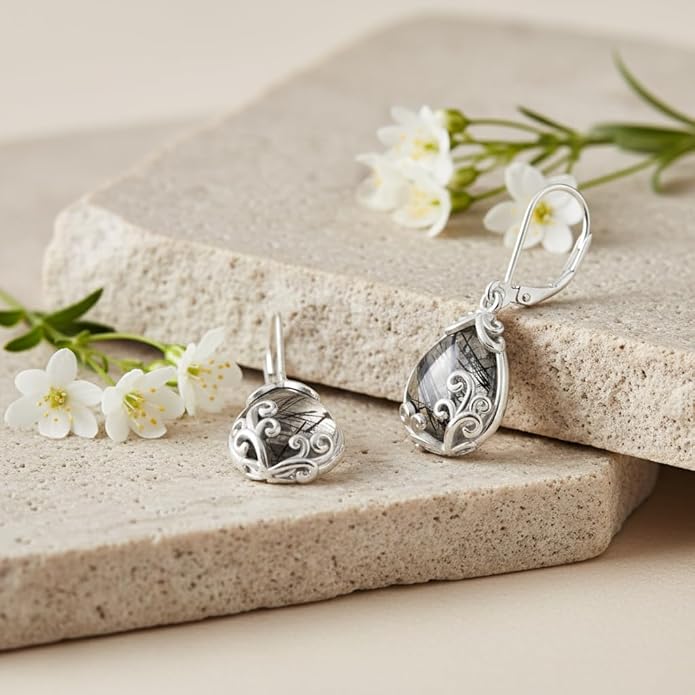 POPLYKE Celtic Filigree Teardrop Drop Dangle Earrings Sterling Silver Leverback Earrings Jewelry for Women