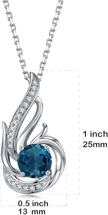 Birthstone Necklace for Women 925 Sterling Silver Phoenix Charm Necklace Birthday Anniversary Christmas Fine Jewelry Gifts for Women Mother Her, Adjustable Chain