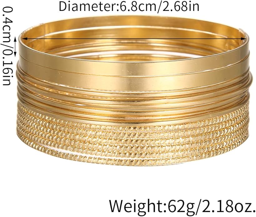 16Pcs Gold Bangle Bracelets for Women - Multi Layer Stackable Textured Bracelets Boho Jewelrys Set.