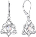 Starchenie Celtic Knot Dangle Earrings Sterling Silver Trinity Love Knot Leverback Earrings Gemstones Jewelry for Women