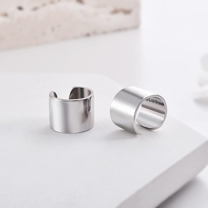 CHIC & ARTSY 925 Sterling Silver Ear Cuffs for Women, Non Piercing Clip On Cartilage Cuffs, Adjustable Fake Conch & Helix Earrings, Gold Plated & Oxidized Various Styles