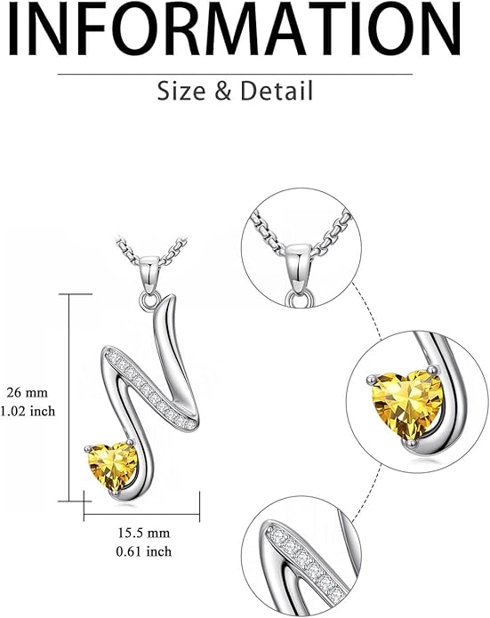 Valentines Day Gifts for Women Alphabet A to Z Initial Birthstone Pendant Necklaces for Women - 18k White Gold Plated Personalized Name Jewelry Valentine Mothers Day Birthday Gifts for Women Her Girlfriend