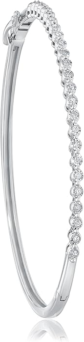 Reeds 1/4ctw Diamond Sterling Silver Bangle Bracelet