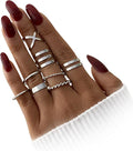 HAIAISO Silver Rings for Women Non Tarnish Stainless Steel Rings Set Dainty Gold Band Ring Stack Simple Stackable Thumb Pinky Ring for Multiple Size