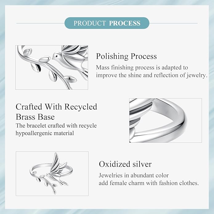 WOSTU Animal Open Adjustable Ring Playful Cat Dachshund Snake Koi Fish Hummingbird Bat Heart Feather Stacking Ring for Women, Sterling Silver Plated Pet Memorial Jewelry Gift for Cat Lovers