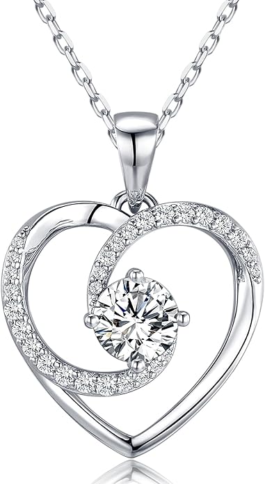 Moissanite Necklace for Women, S925 Sterling Silver Necklace, Mom Birthday Gifts, Anniversary Present for Wife Women, Jewelry Gifts for Valentine's Day