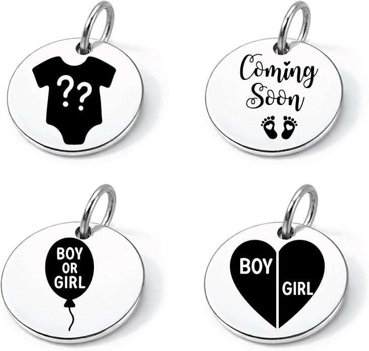 SM Design Pregnancy & New Baby Charm Set – Set of 4 Meaningful Stainless Steel Charms – Great for Crafting, Making Bracelets and Necklaces - Meaningful Keepsake Charms for Expecting & New Moms