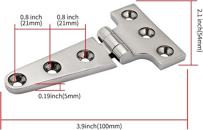 316 Stainless Steel T Hinges Marine Grade 4'' x 2" Heavy Duty Boat Hatch Hinge - Image 3