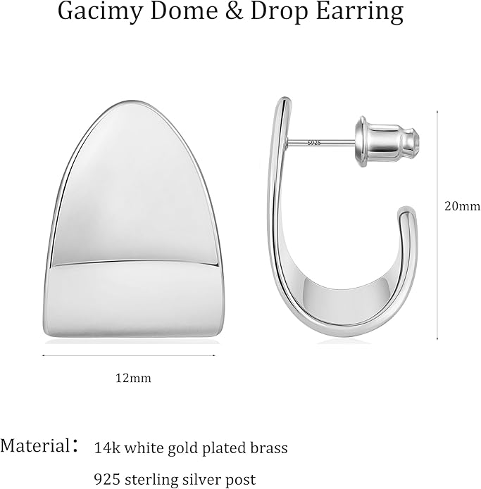 Gacimy Chunky Earrings for Women, Teardrop Earrings with 925 Sterling Silver Post, 14K Gold Plated Statement Drop for Women
