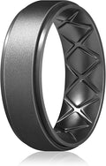 Egnaro Men's Rings 8.5mm Wide-2mm Thick Inner Arc Ergonomic Breathable Rubber Wedding bands-Hypoallergenic for Gym/Outdoor/Gift((1-7 Variety Pack with Half Size)