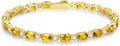 FANCIME 14K Gold Plated Birthstone Bracelets 4mm Sterling Silver Tennis Bracelets Gold Bracelets Birthday Jewelry Gifts for Women 7"