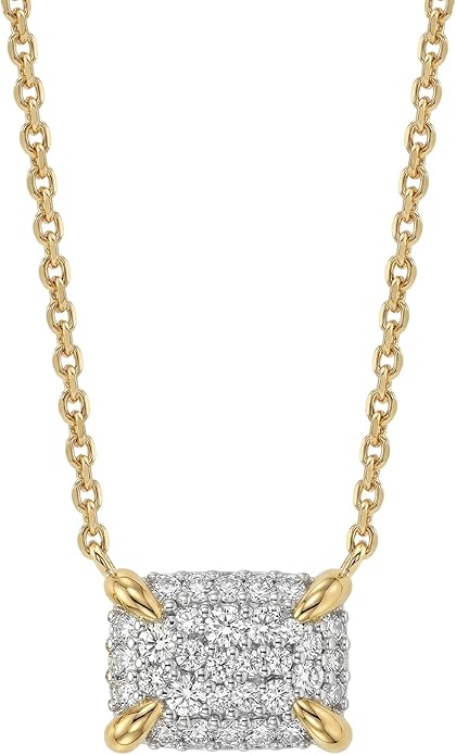 MEVECCO Dainty Gold Necklace For Women 18k Gold Plated Full CZ Pendant Necklace Handmade Necklace Jewelry Everyday Wear