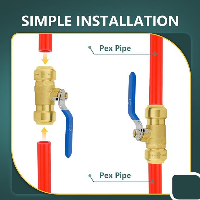 3/4" Ball Valves, 6 Pack Push Fit Shut Off Valves - Image 5