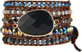 YGLINE Boho Handmade Wrap Leather Tube Crystal Stone Bracelet for Women