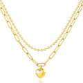 Heart Necklace for Women, 18K Gold Plated Heart Pendant Layered Necklaces Jewelry Gifts Gold Silver