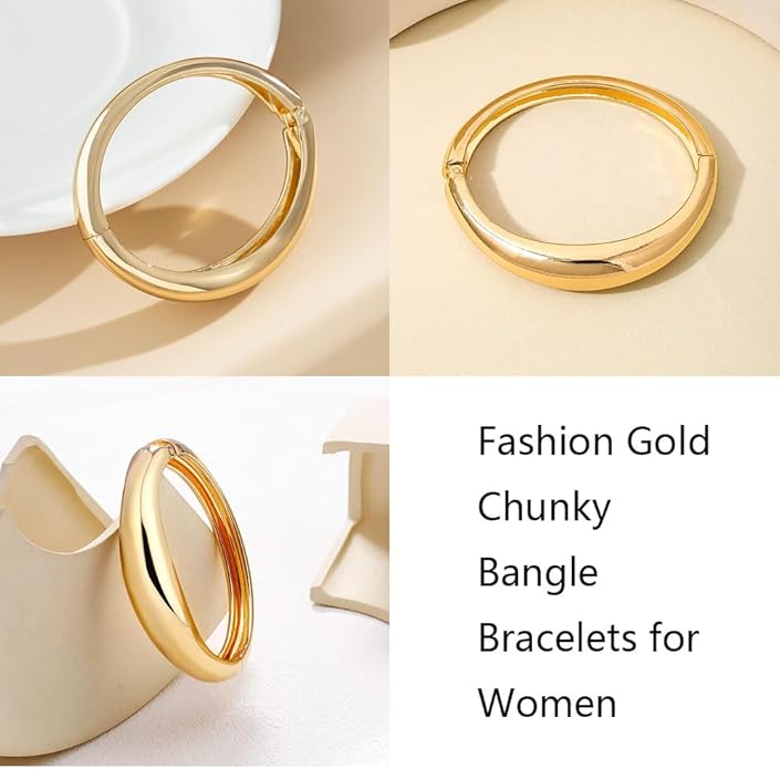 Gold Bracelets for Women Trendy Adjustable Gold Plated Cuff Bangle Bracelets Bold and Beautiful Wide Chunky Gold Bracelet Minimalist Bangle Jewelry for Women