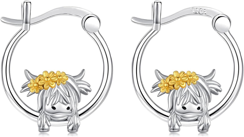 JUSTKIDSTOY Hypoallergenic Panda/Unicorn/Hummingbird/Dolphin Hoop Earrings for Women 925 Sterling Silver Animal Huggie Hoop Earrings Jewelry Gifts for Sensitive Ears