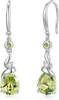 FANCIME Women Drop Earrings 925 Sterling Silver with Pear Gemstone Dangle Birthstone Earring Fine Jewelry Birthday Gifts for Women
