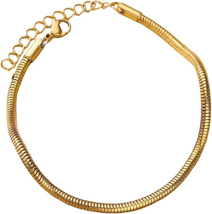 Adjustable Stainless Steel Snake Chain Anklet for Women Minimalist Beach Summer Ankle Bracelet Jewelry Gift