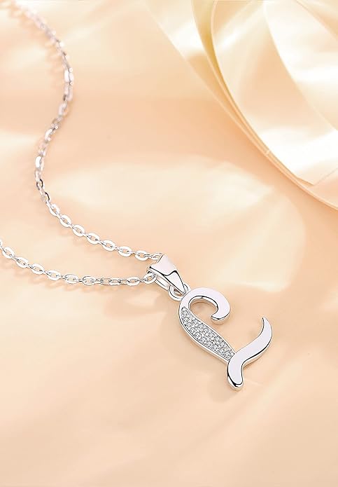 AEONSLOVE 925 Sterling Silver Initial Necklaces for Women, 26 Letters Pendants Necklace Gift for Mother, Daughter, Wife, 18 Inch Chain