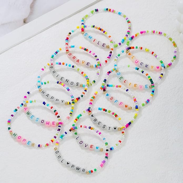 Friendship Bracelets Boho Stackable Bracelets for Women Surfer Heishi Clay Bead Bracelets Stretch Preppy Bracelets Colorful Boho Bracelets for Women
