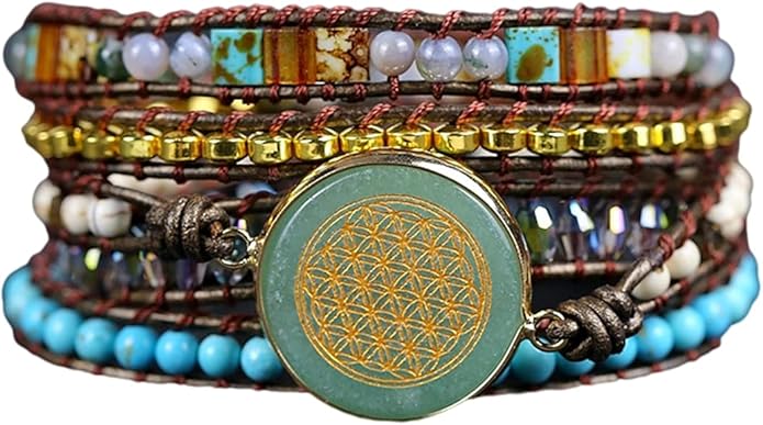 ZOSOJONA Women Wrap Bracelets Boho Natural Stone Jasper Turquoises Strand Bracelet Jewelry Collection