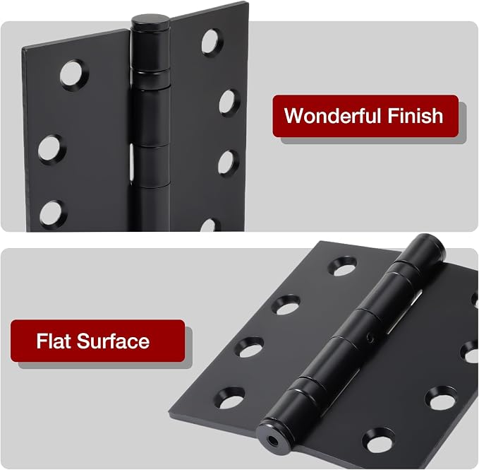 TDCHINGES Heavy Duty Matte Black Door Hinges 4.5 Inch x 4 1/2"Square 2 Pack | - Image 4
