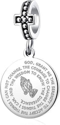 Christian Circle Praying Hand Bible Verse Dangle Charm for Pandora Bracelet