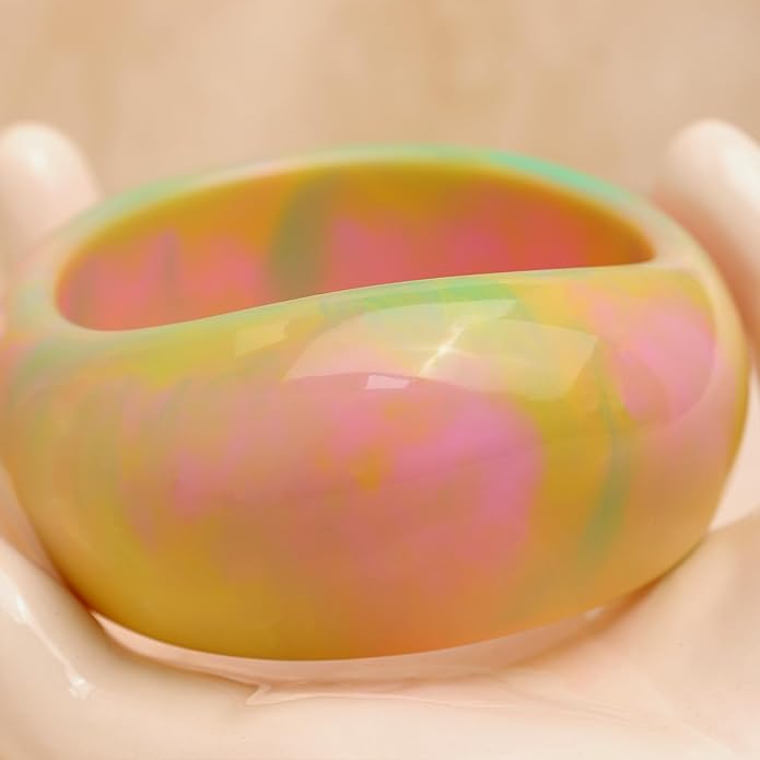 Chunky Resin Wide Bangle Bracelets for Women, Trendy Statement Minimalist Acrylic Bracelet Prom Holiday Jewelry Gift