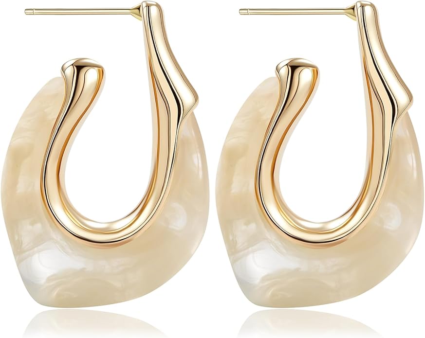 Acrylic Hoop Earrings Chunky Huggie Statement Vintage Earrings Cute Resin Drop Earring Trendy Jewelry Gifts for Women