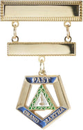 OES Eastern Star Engraved Jewel Nickel or 24K Gold Plated Brooch with choice of charm dangle