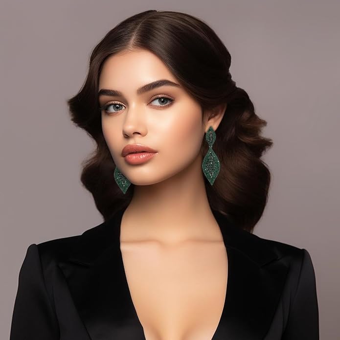 Elegant Rhinestone Dangle Earrings Crystal Wedding Bridal Long Dangling Drop Earrings Chandlier Earrings for Women Bridesmaid
