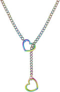 Heart Slip Chain Necklaces for Women,Stainless Steel O-Ring Adjustable Lariat Y-Necklace,Punk Gothic Cuban Collar Choker Necklace for women