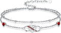 Anklet for Women 925 Sterling Silver Double Infinity Ankle Bracelet Waterproof Summer Jewelry Anniversary Birthday Gifts for Her