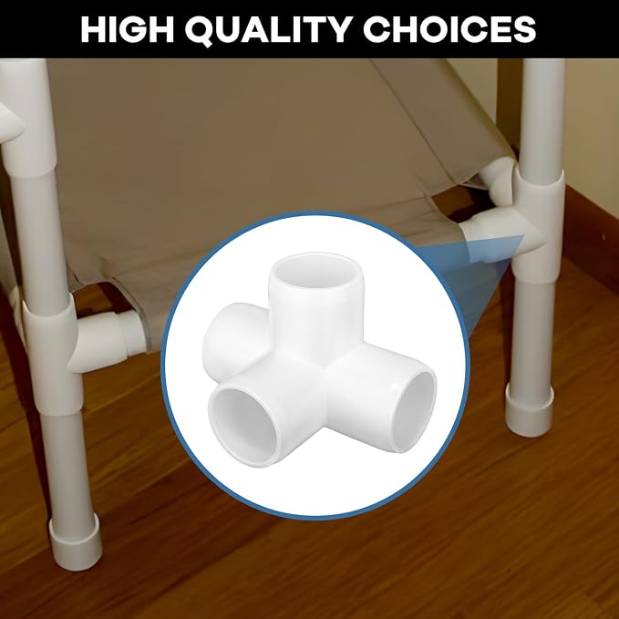 4 Way PVC Fittings 3/4 Inch, Furniture Grade Pipe Connector Elbow, 4 Way Side - Image 7