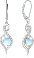 Infinity Heart Dangle Drop Earrings for Women, 925 Sterling Silver Birthstone Leverback Earrings, Birthday Anniversary Valentines Day Jewelry Gifts for Women Mom Her