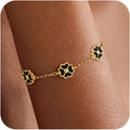 14K Gold Plated Clover Bracelets for Women Flower Four Leaf Link Bracelets Trendy Jewelry Gifts for Women