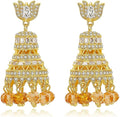 14K Gold Crystal Chandelier Earrings for Women,Vintage Court Style Yellow Crystal Tassel Long Drop Earrings,Fashion Earrings Jewelry Gift for Her