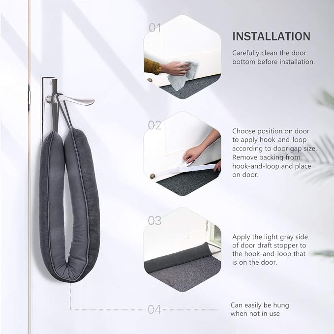 Door Draft Stopper, 42 Inch Weighted Under Door Noise Cold Air Blocker - Image 6