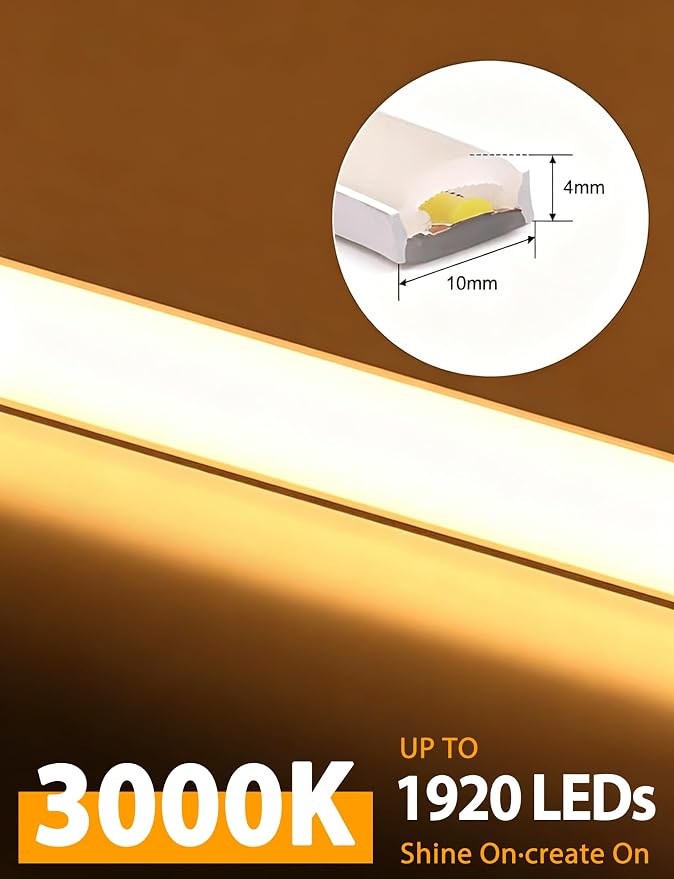 Lamomo COB LED Strip Lights 20Ft, Warm White Dimmable Self-Adhesive Led Rope - Image 3