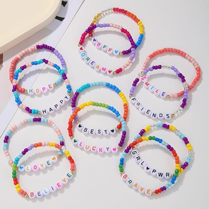 Friendship Bracelets Boho Stackable Bracelets for Women Surfer Heishi Clay Bead Bracelets Stretch Preppy Bracelets Colorful Boho Bracelets for Women
