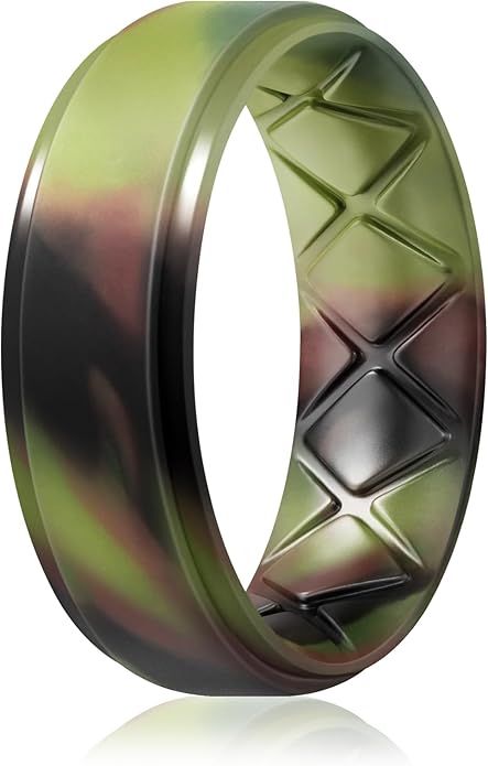 Egnaro Men's Rings 8.5mm Wide-2mm Thick Inner Arc Ergonomic Breathable Rubber Wedding bands-Hypoallergenic for Gym/Outdoor/Gift((1-7 Variety Pack with Half Size)