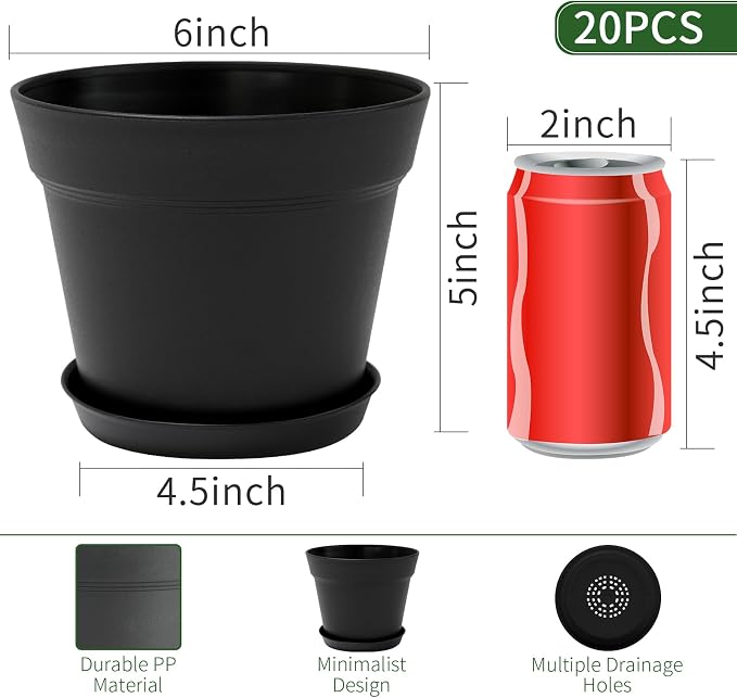 20 Pack 6 inch Plant pots, planters - Image 2