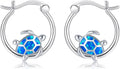Turtle Earrings for Women S925 Sterling Silver Hawaii Blue Opal Sea Starfish Dangle Earring Tortoise Drop Animal Statement Ocean Summer Beach Vacation Jewelry Mothers Day Christmas Gift