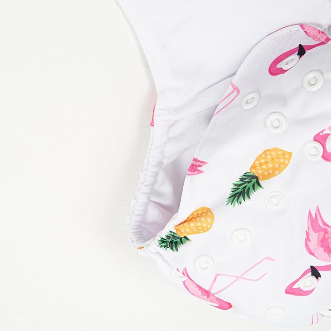 HappyFlute 9 Sets Newborn Baby Cloth Pocket Diapers Adjustable Reusable for Baby Boys and Girls(6-33 pounds,0-3 Years),One Wet Bag+4Diapers and 4Inserts (AD08)