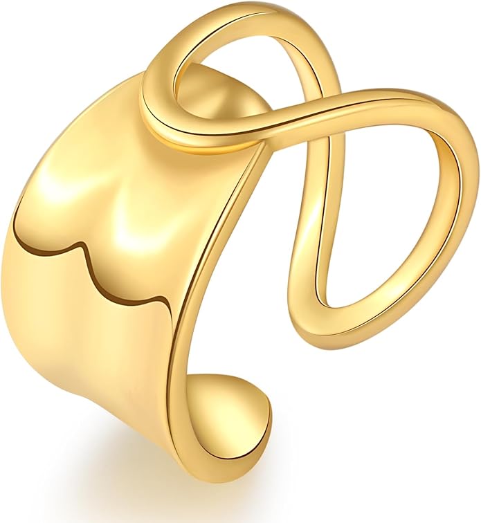 Chunky Knot Thumb Ring for Women Statement Knuckle Ring Adjustable Open Silver Ring Jewelry