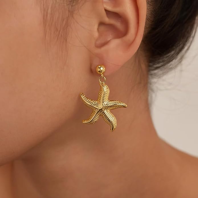Gold Flower Statement Earrings for Women, Large Chunky Bohomian Summer Beach Floral Earring, Irregular Bold Exaggerated Earrings